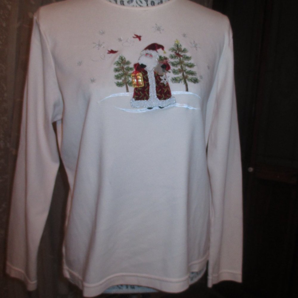 Christmas Embellished T-Shirt/W/Size L